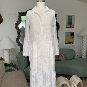 Free People HOME MADE white sheer shirt dress